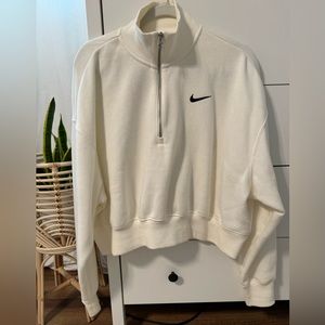 Nike Phoenix Fleece cropped quarter zip sweatshirt in white